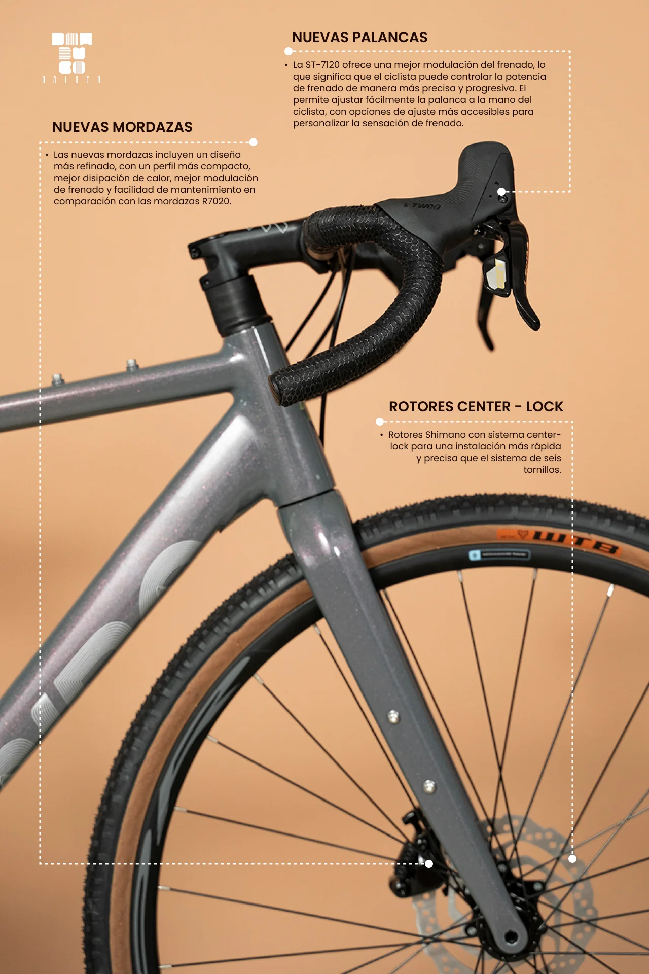 Bicicleta de gravel ORIGEN AL en aluminio con tenedor en carbono y grupo LTWOO GRT de 1x12 velocidades - Image 9