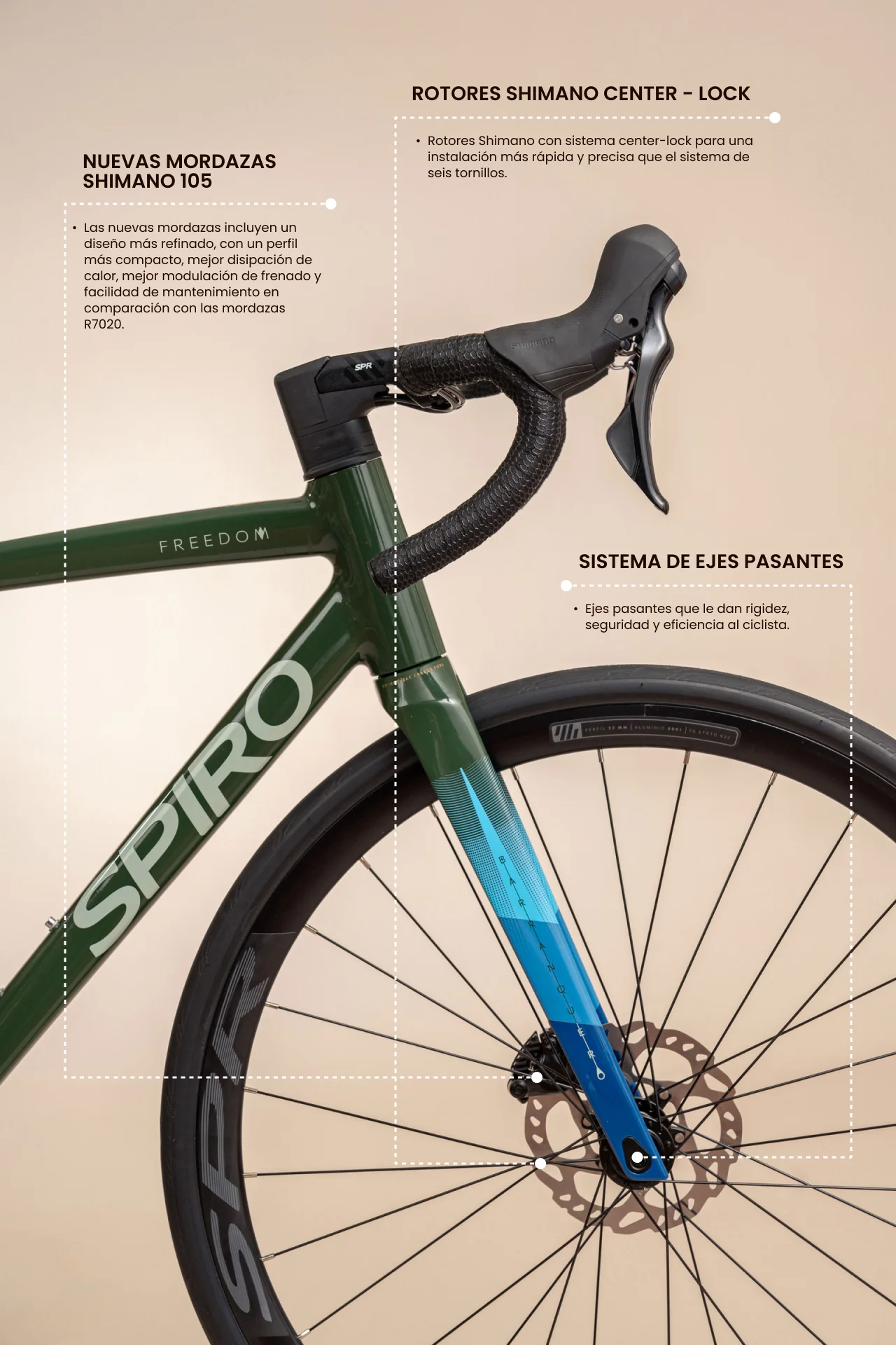 Bicicleta de ruta FREEDOM en aluminio con tenedor en carbono y Shimano 105 de 2x12 vel. - Image 13