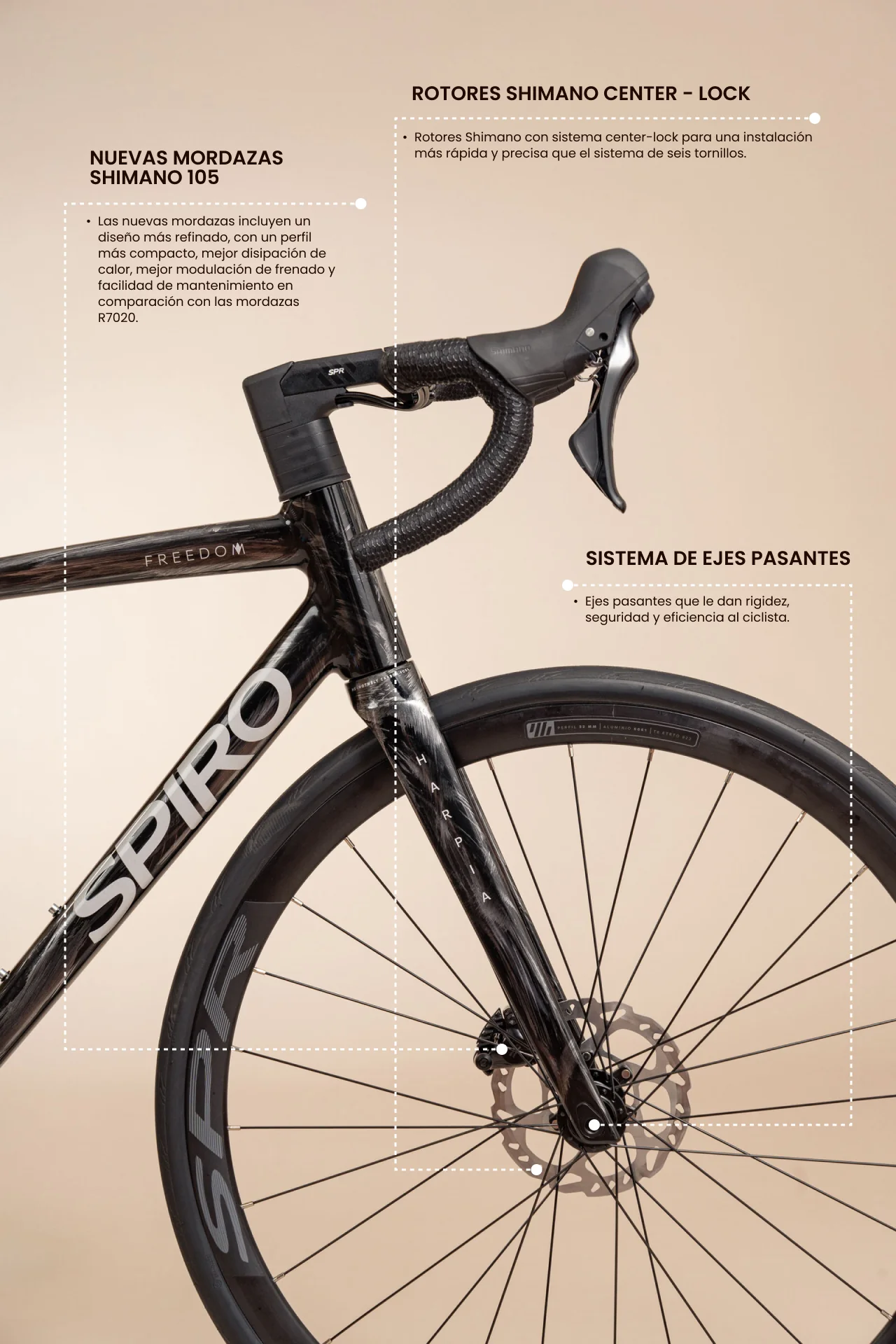 Bicicleta de ruta FREEDOM en aluminio con tenedor en carbono y Shimano 105 de 2x12 vel. - Image 6